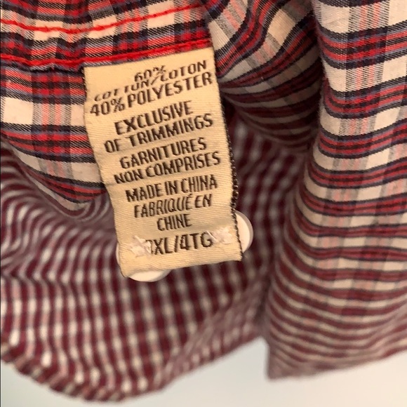 Denver Hayes classic fit button up red navy plaid - Picture 4 of 5